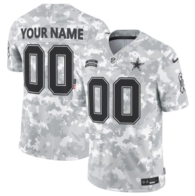 Youth Dallas Cowboys Active Player Custom 2024 F.U.S.E Arctic Camo Salute to Service Limited Stitched Football Jersey